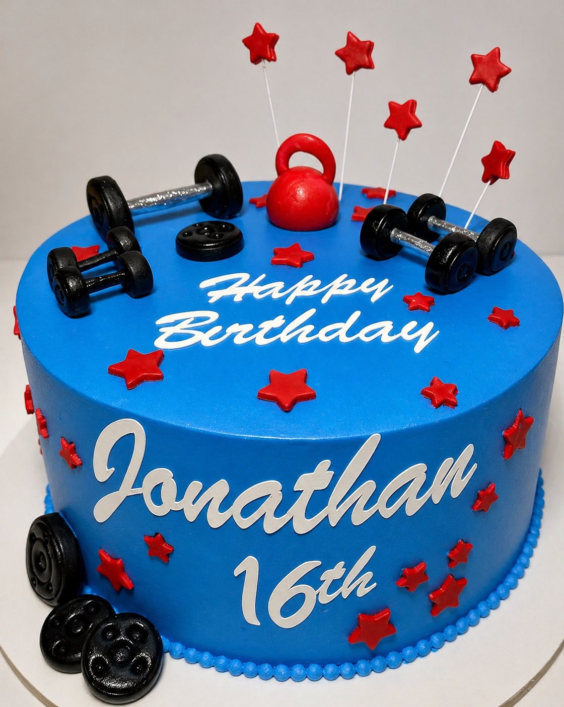 Pastel de cumpleaños tema gimnasio