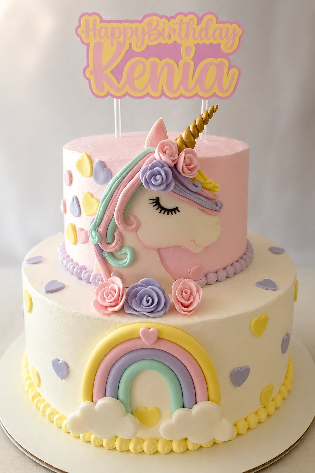 Pastel de unicornio de dos pisos