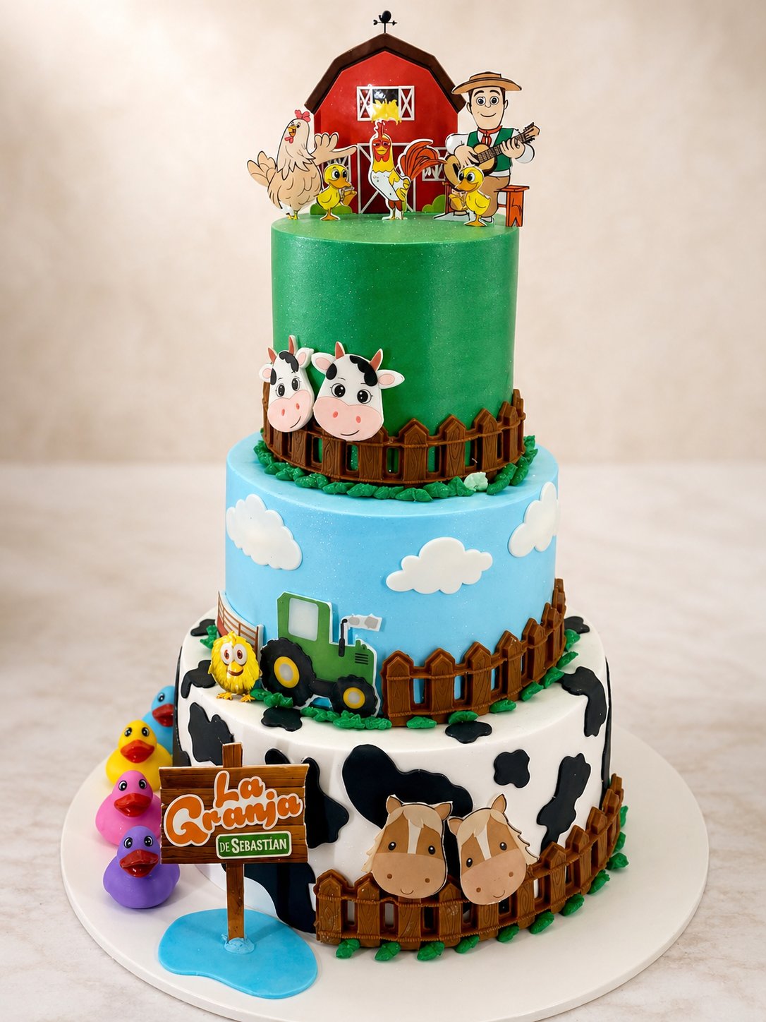 Pastel personalizado de tres pisos